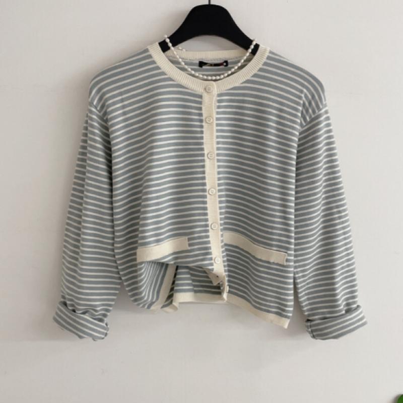 Honey J Women Dimple Stripe Fake Pocket Knit Cardigan 3color