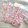 4pcs Sticker Cute And Charming Strawberry Rabbit 3d Relief Crystal Sticker Adorable Diy Mobile Phone Decor Student Hand Account Stationery Present