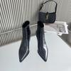 2025 new pointed thin high heel side zipper plain low tube received Martin thin women's short boots