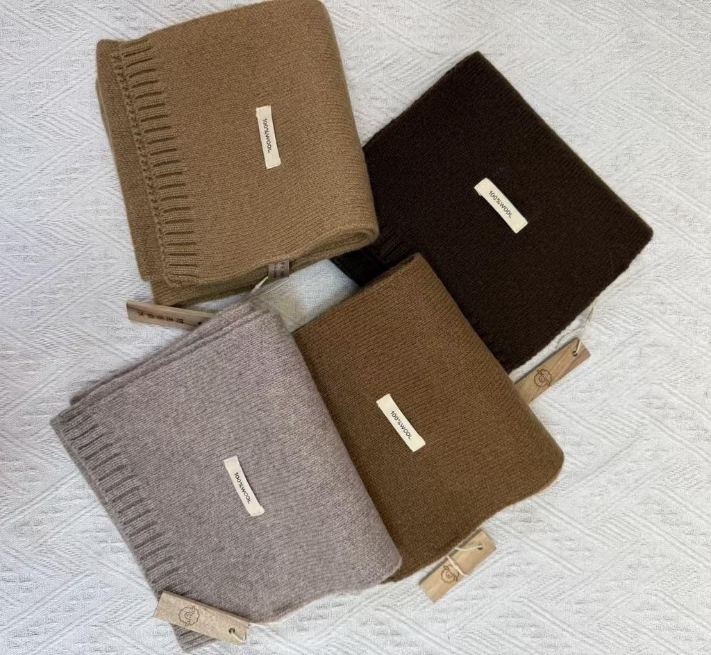 100% Australian Pure Wool Knitted Scarf For Women Men Autumn Winter Cashmere Couple Style Versatile Warm Neck Warmer Scarf