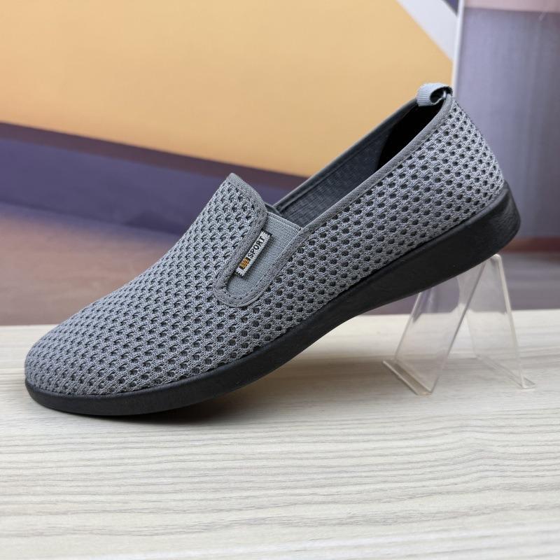 Men's Breathable Mesh Canvas Slip-On Shoes, Soft Sole Casual Skate Sneakers, Lightweight Walking Loafers for Men