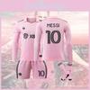 2324 Miami Maglia da Calcio a Maniche Lunghe Messi Lega Rosa Kit Casalingo Con Calzini