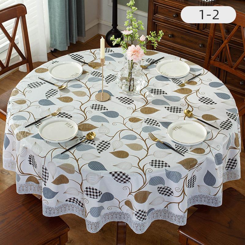 Hot Sale Printed Round Table Cloth PVC Waterproof Oil-proof Tablecloth Home Dining Lace Table Cover for Wedding Party Decor