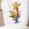 3D Funny Giraffe Reading Newspaper On Toilet Wall Sticker Self-Adhesive Waterproof Removable Bathroom Home Decor Art