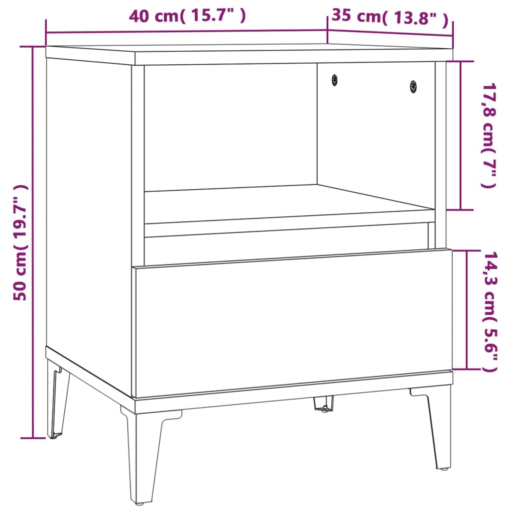Nightstand Smoked Oak 40x35x50 cm