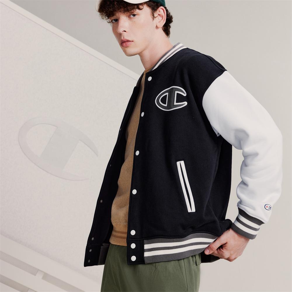 Champion FW22 Champion Verdickt und mit Fleece gefüttert, Großer Logo-Aufdruck Offener Kragen Mantel Lässig Sport Thermisch Verdickt C2-W003