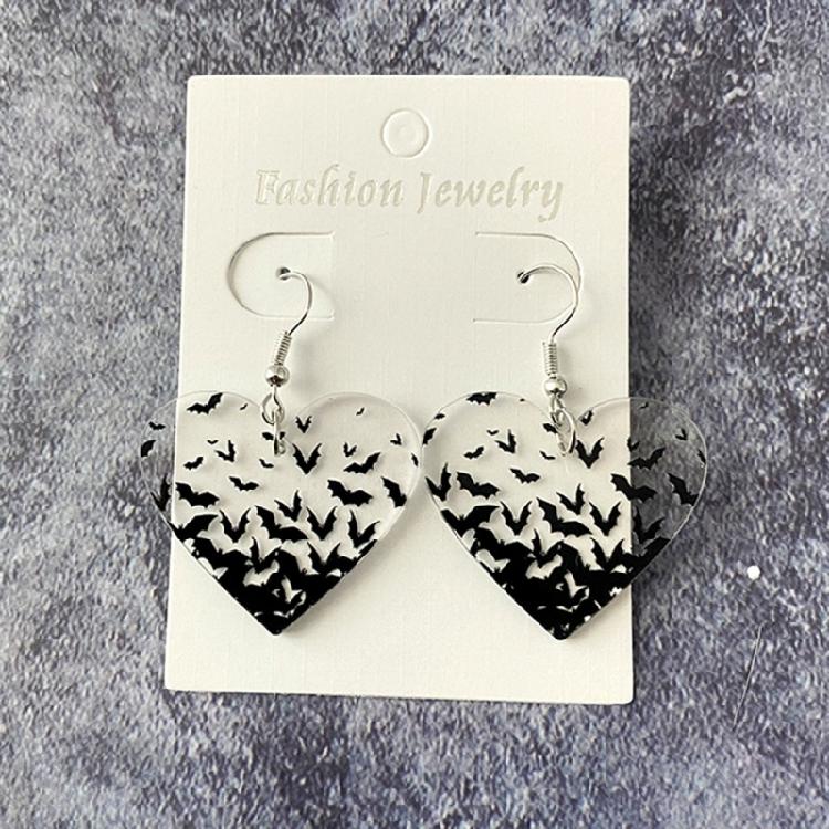 Trendy Earrings Halloween Bat Acrylic Ear Studs Visual Effects Ear Adorments