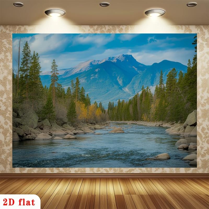 2D plane 1 piece of landscape mountain forest pine forest polyester background fabric suitable for decorating a farm. 47.2x31.5inch/120*80cm