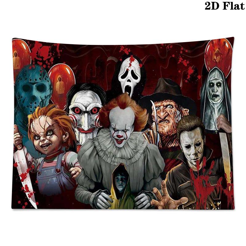 Horror Halloween Wall Tapestry Aesthetic Wall Hanging Printed Fabric Blanket Decorative Tapestries for Bedroom Living Room Home Decor