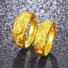 Adjustable Open Couple Rings Gold Carved Dragon Phoenix Pattern Fashion Jewelry for Wedding Gift