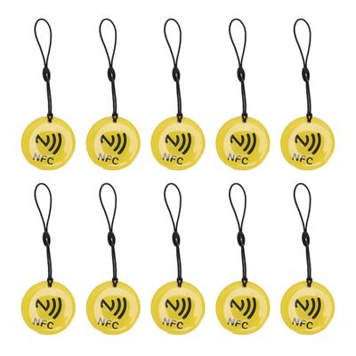 10pcs Chaveiro de Tags NFC 35CM Chip NTAG213 Programável NFC Fob Cartão NFC para Todos os Celulares Dispositivos Habilitados para NFC Amarelo