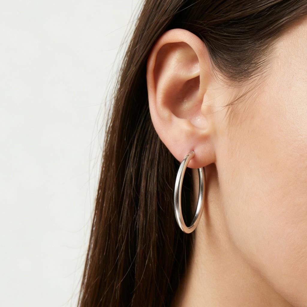 Simple Trendy 18K Gold Plated Hoop Earrings for Women Stainless Steel Large Circle Earrings Classic Piercing Jewelry Gifts