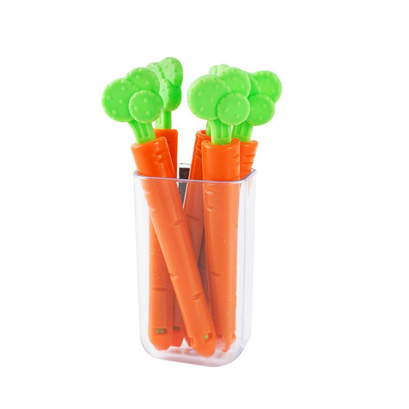 5pcs/ set Cute carrot sealing clip Magnetic absorption nano box Small snack bag tea sealing clip artifact