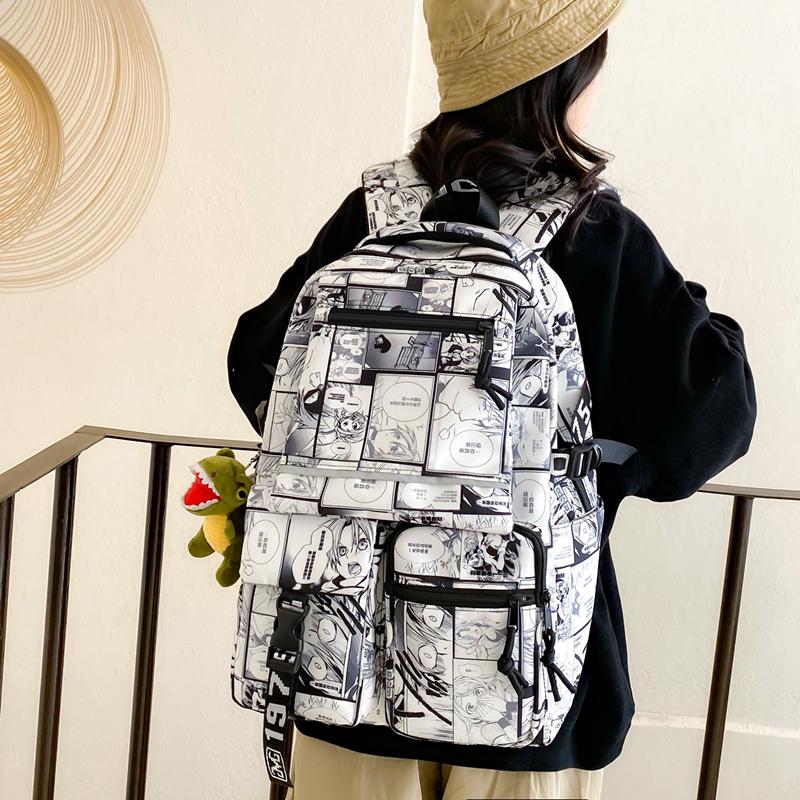 Graffiti Print Student Schoolbag Boys Large Capacity Backpack Girls Campus Backpack