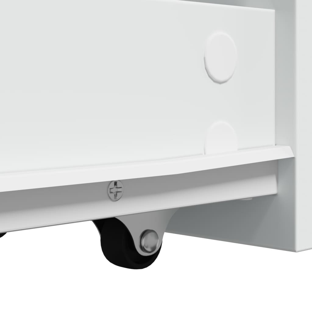 Narrow Bathroom Cabinet with Casters White Particleboard