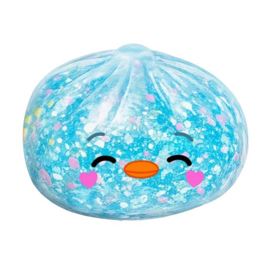 Cartoon Dumpling Squeeze Toy with Glitter, Stress Relief Dough Stress Ball Fidget Toy, Soft Simulated Steamed Bun Sensory Toy