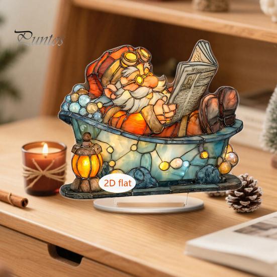 Modern Home Office Decor Abstract Thinker/Bathtub Santa Claus/Christmas Nativity Acrylic Desktop Ornament, Artistic Table Decoration with Unique Desk