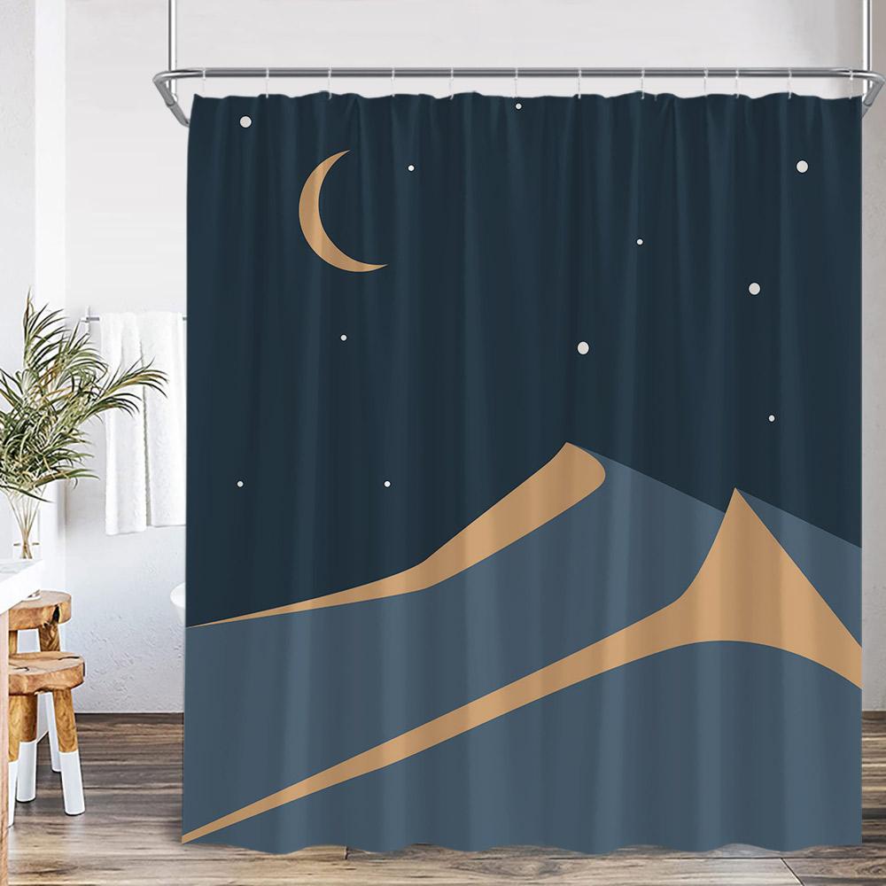 Abstrakta duschdraperier Nordisk mid-century-stil Badrumsdekorationer Modern minimalistisk badkarsgardin Polyester Badrumsdekor