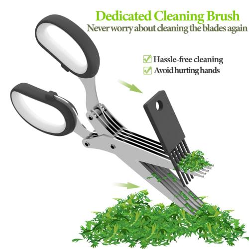 2025 Upgraded Herb Scissors, Easy Herb Scissors Cutter Tool with Sharp Stainless Steel Blades for Fresh Herbs, Essential Kitchen & Cooking Gadget, Bla