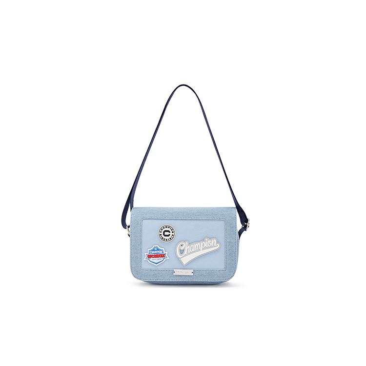 New Champion Fabric Camera Bag, Shoulder Bag Small Unisex Black/Dark Gray/Light Blue U4AACPU28