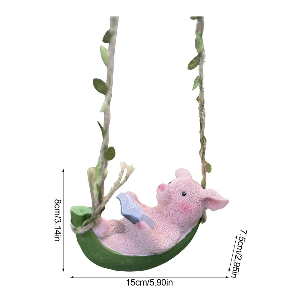 Resin Animal Swing Ornaments For Garden Outdoor Decoration With 45cm Hanging Rope