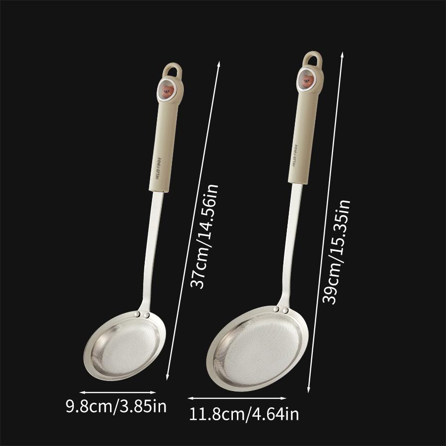 Long Handle Skimmer Spoon 304 Stainless Steel Fine Mesh Residue Strainer Spoon Large Slotted Spoon Colander Kitchen Utensils