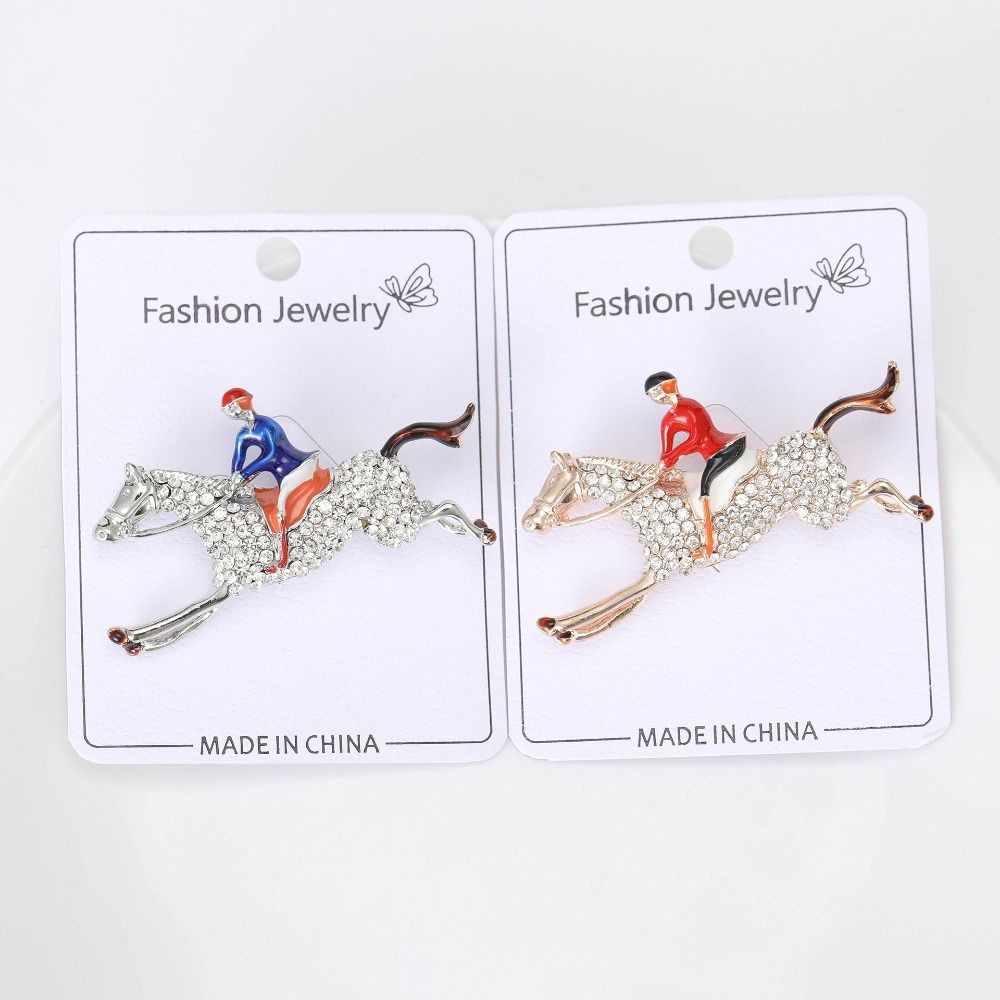 Baroque-Style Horse Rider Brooch Alloy Jewelry Accessories Elegant Lapel Decoration  Party