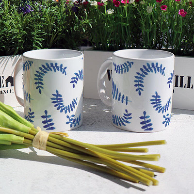 cc629-Design Mug 2p-Blue Leaf