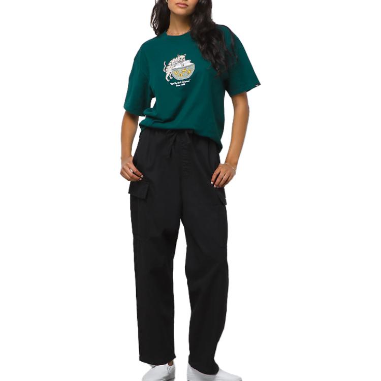 Vans Solid Color Loose Straight Leg Cargo Pants Unisex Pants Black VN0005Z1BLK