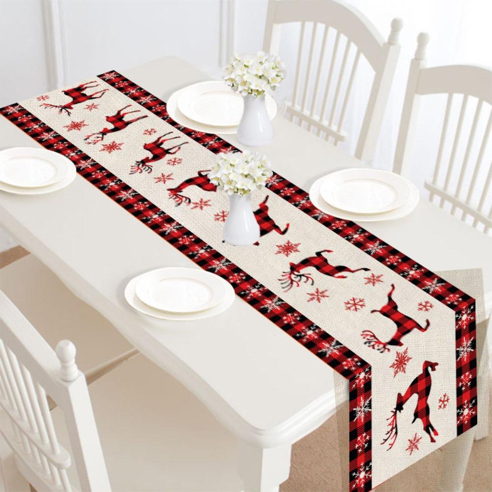 Xmas Ornaments 30x182cm Christmas Table Runner Long Luxury Dacron Table Runner Pastoral Style Vintage Tablecloth Party