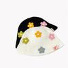 Hook Flower Colorful Gradient knittingWoolen Hat Women's Autumn and Winter Cute Handmade Plush Hat Knitted Fisherman Bucket Hats