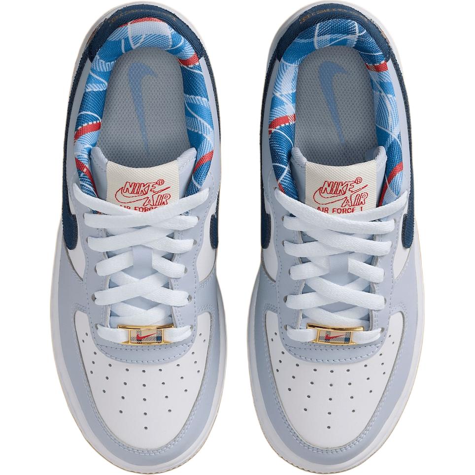 New Nike Air Force 1 Abrasion Resistant Low Top Kids' Skateboarding Shoes White Blue Kids' IH7342-141