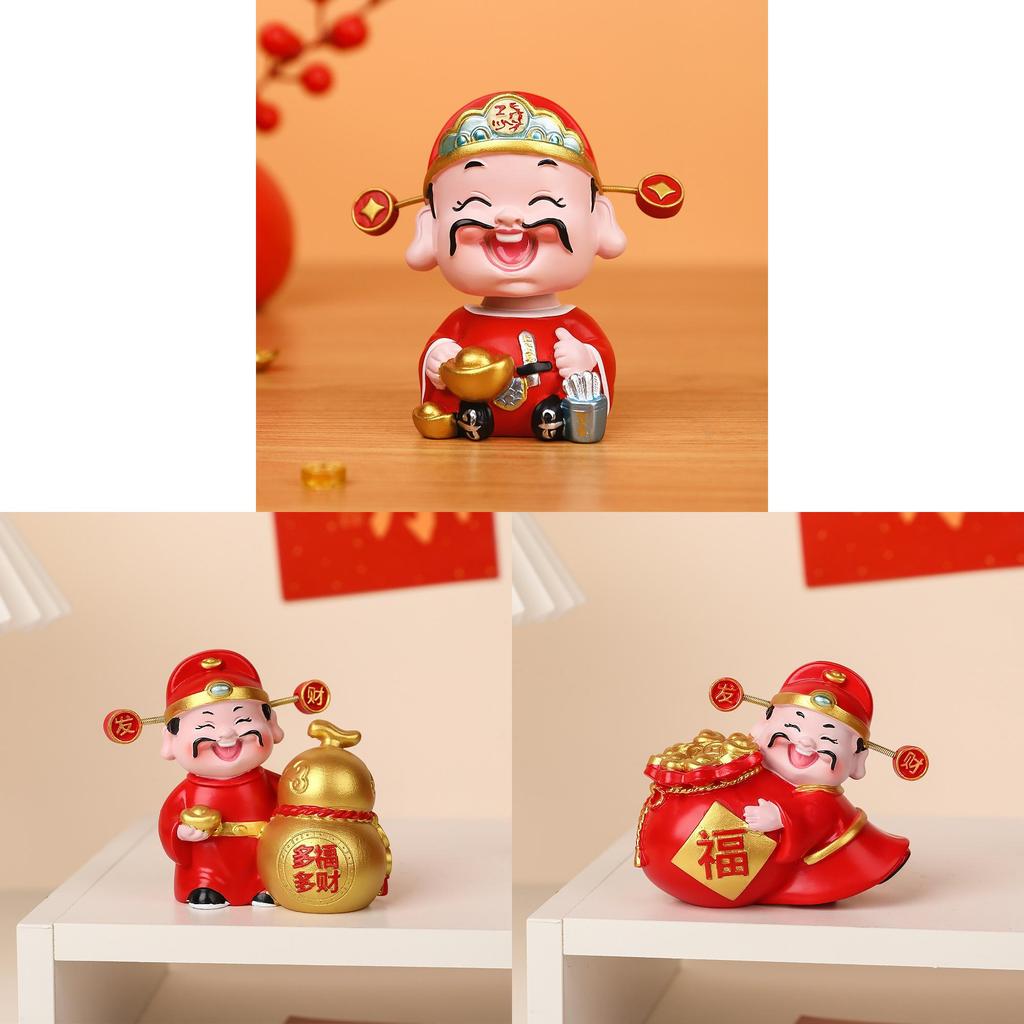 Feng Shui Wealth God Resin Statue With Lucky Symbols For Office Decor And Gift Giving