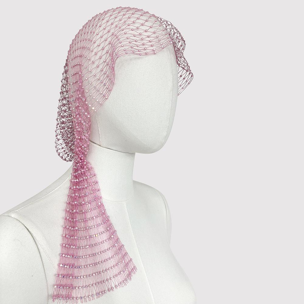 Shimmering Rhinestone Fishnet Hat: Handmade, Hollow Design for Parties
