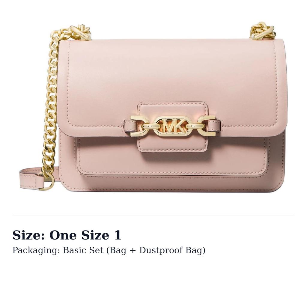 Michael Kors Heather Split Cow Leather Crossbody Bag, Shoulder Bag Large Women's Nude Pink 30S2G7HL3L-SOFTPINK