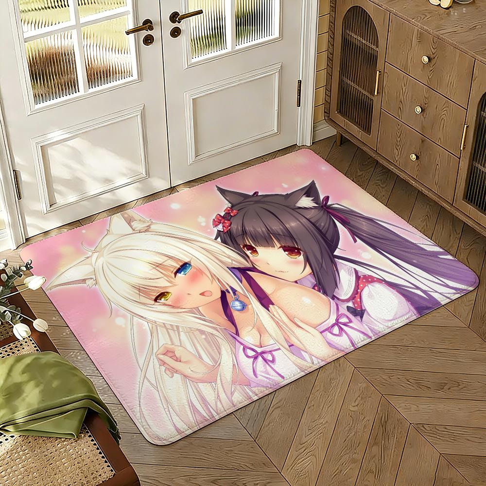 Anime Girl N-nekopara Game Maid Floor Mat Soft Thickened Absorbent Non-Slip Bedroom Living Room Door Mat Home Decor Flannel Rugs
