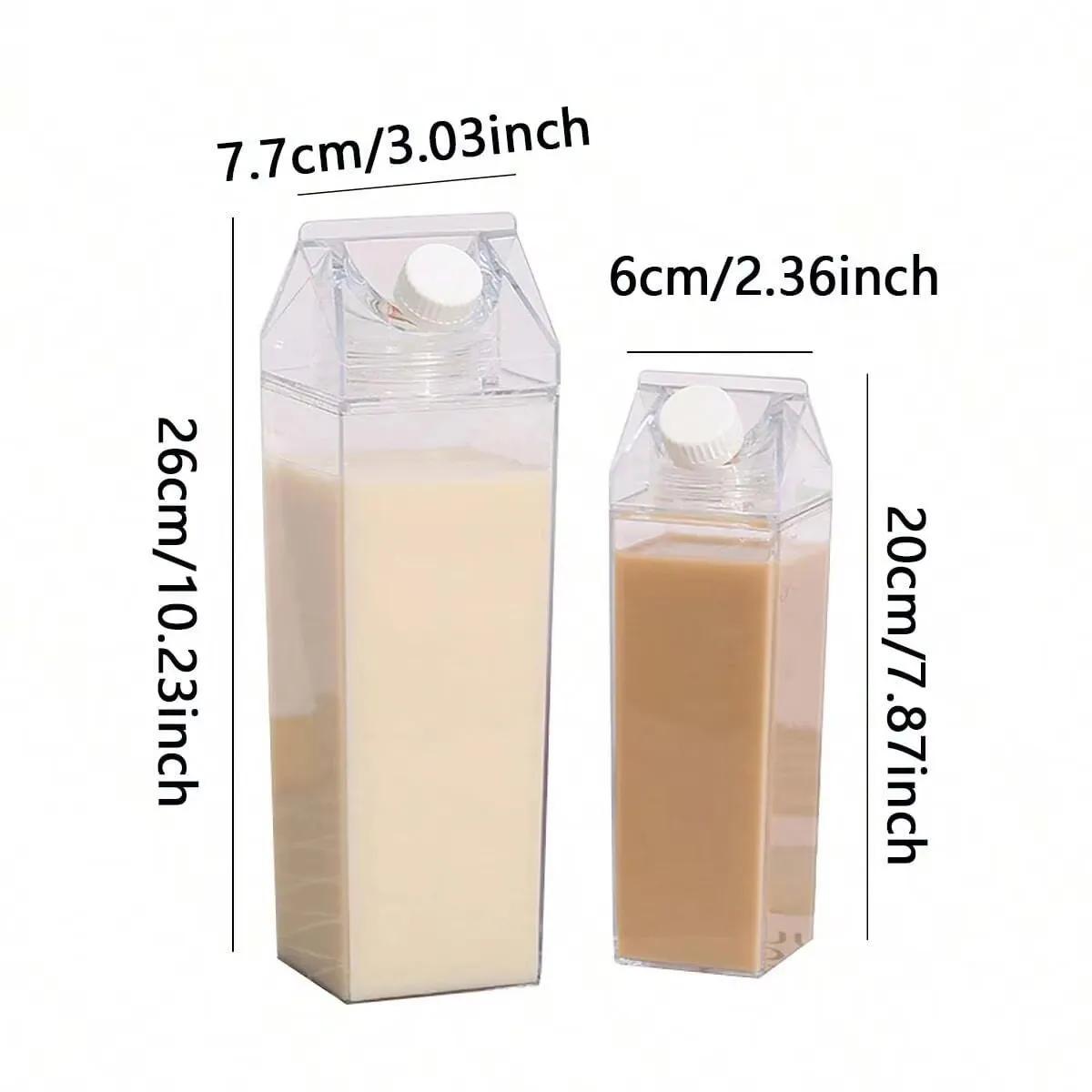 

Transparent Milk Box Design Water Cup Korean Version Small Fresh Girl Heart Large Capacity Portable Bottles 0.5L чистый