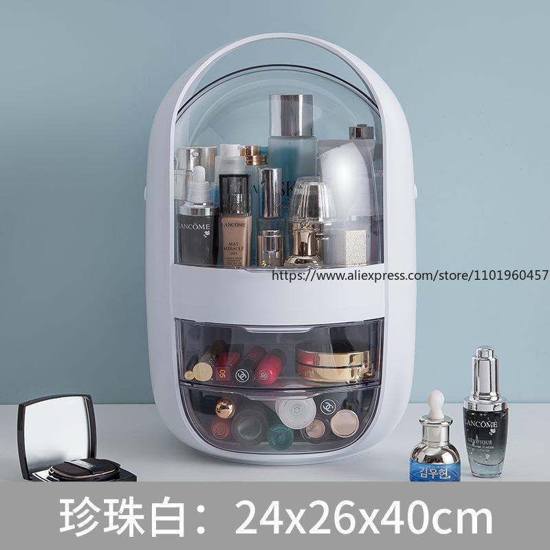 Cosmetic Storage Box Dustproof Organizer Rack for Skincare Vanity Table Top Dorm Home Use