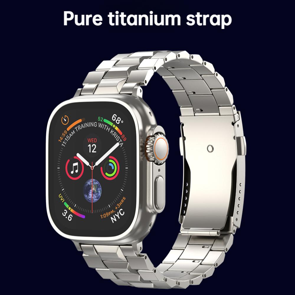 Business Titanium Strap For Apple Watch Series 10 46mm 42mm 45mm 44mm iWatch Ultra 49mm Bands SE Bracelet Turtle buckle Detachable Titanium Wristband