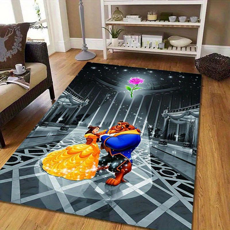 1pc beauty and the beast Pattern Carpet Area Rug Non slip Carpet Hand Washable Floor Mat Suitable For Living Room Bedroom Home Decor Room Decor