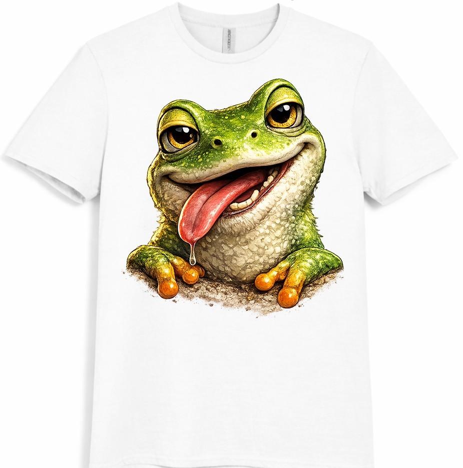 Funny Frog T Shirt Smiling Animal Graphic Tee Casual Everyday Fun Top