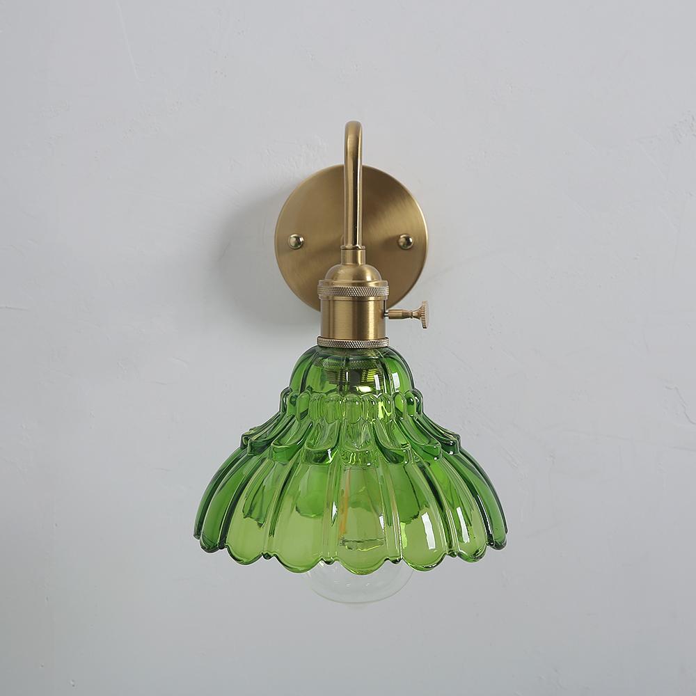 Japanese Retro Floral Glass Wall Lamps Modern Simple Bedroom Study Bedside Lamp for Led Mirror Light with Adjustable Wall Sconce