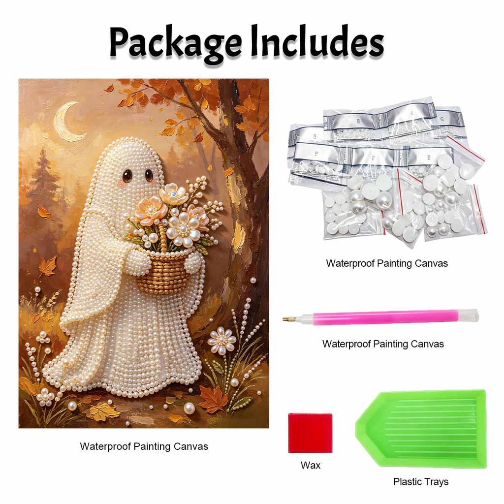 Halloween pearl painting art kit handmade diy fall floral ghost home decorations
