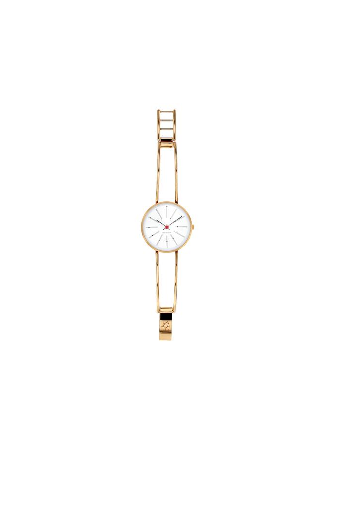 ARNE JACOBSEN BANKERS 53113-1419 30mm Watch, Nordic Design, Water Resistant (Quiet Design with No Second Hand), White Gold Bangle Strap