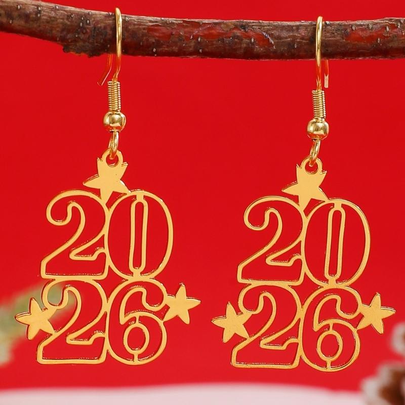 Delicate 2026 Theme Earrings Acrylic Fashion Accessories Party Wedding Earrings Suitable for Casual or Formal Occasions