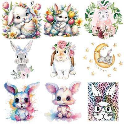 Osterhasen-Patches, Heißreiß-Abziehbilder, Jeans-Wärmepresse, appliziert, DIY-Accessoire-Aufkleber, modische Streifen, zum Aufbügeln, Wärmeübertragung