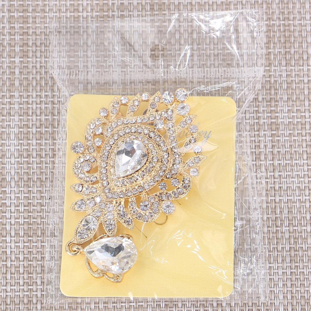 DIEZI Luxury Fashion Gold Color Bridal Crystal Brooch For Women Girls Gift Flower Rhinestone Scarf Bouquet Brooch Pins Wedding