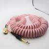 Coiled Shielded 6 To Straight Plug Guitar/Bass Cable, Meters, L-shaped (Pink)