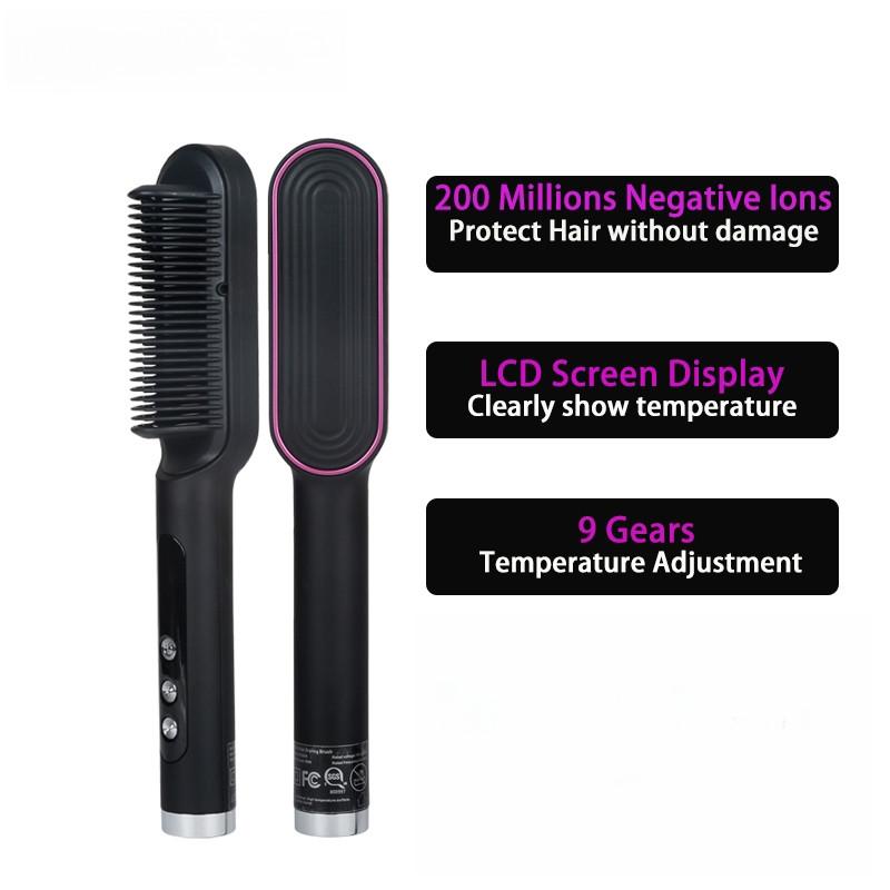 Negative Ion Hair Care Hair Curler USB Rechargeable Professional Hair Straightening Brush Wireless Hair Straightener Comb
