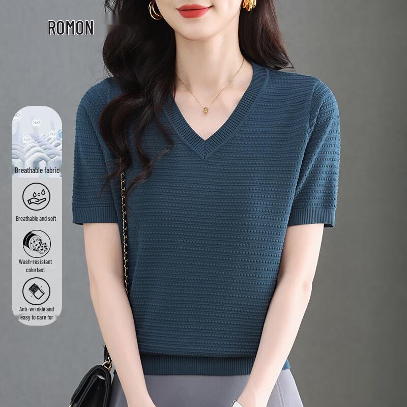 Women s Luomeng Summer V-Neck Loose T-Shirt L